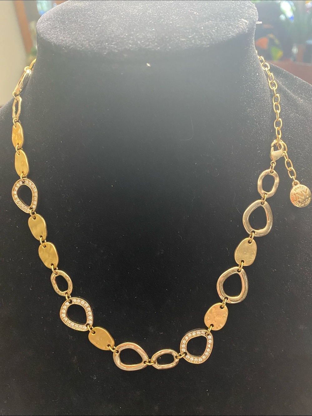 Jones New York Gold Link Necklace with Crystal Accents